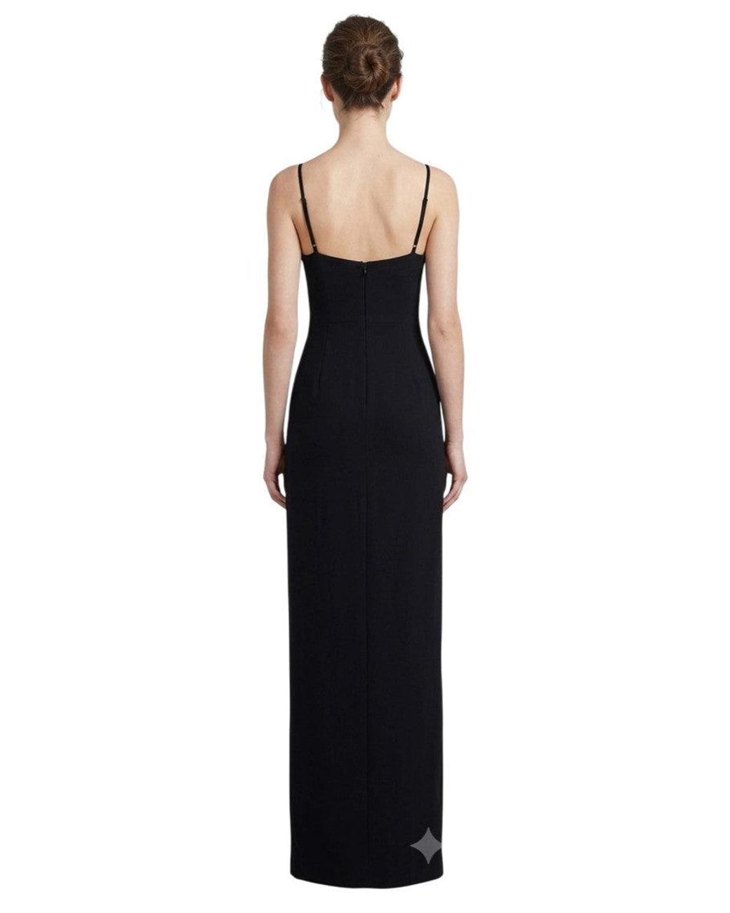 David Koma Blue Solid V Neck Maxi Dress