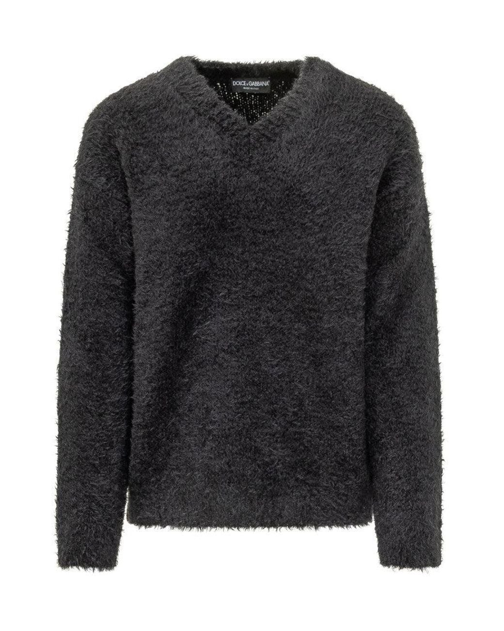 Dolce & Gabbana Black V Neck Sweater for men