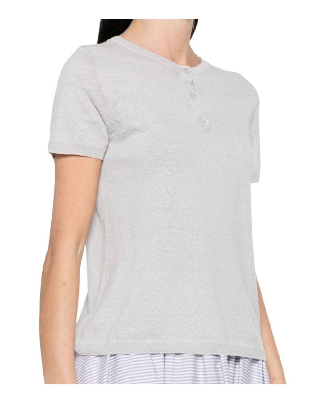 Base London White Solid Henley T-Shirt