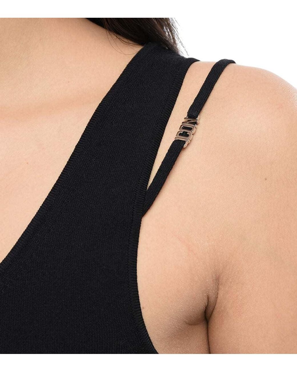 DSquared² Black Solid Scoop Neck Top