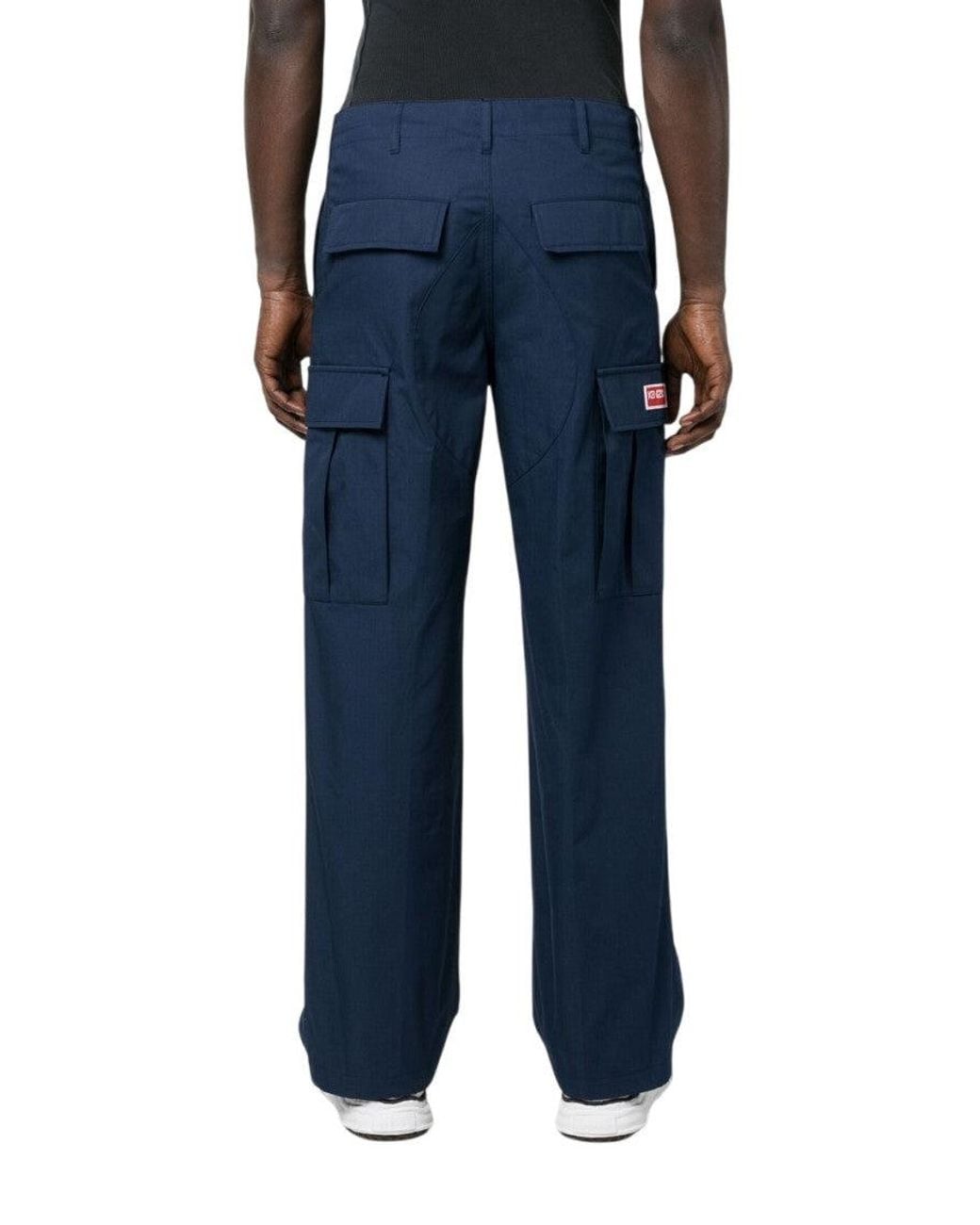 KENZO Blue Cargos Trouser for men