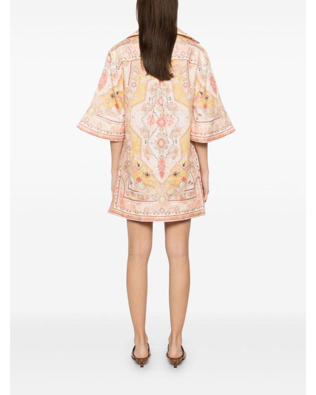 Zimmermann Natural Wylie Printed Linen Tunic
