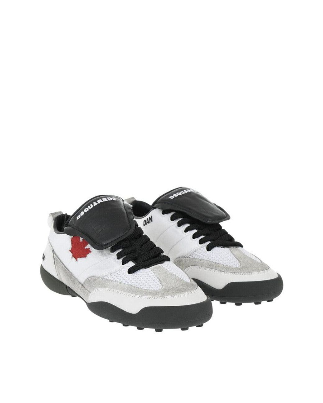 DSquared² White Logo Vintage-Effect Sneakers for men