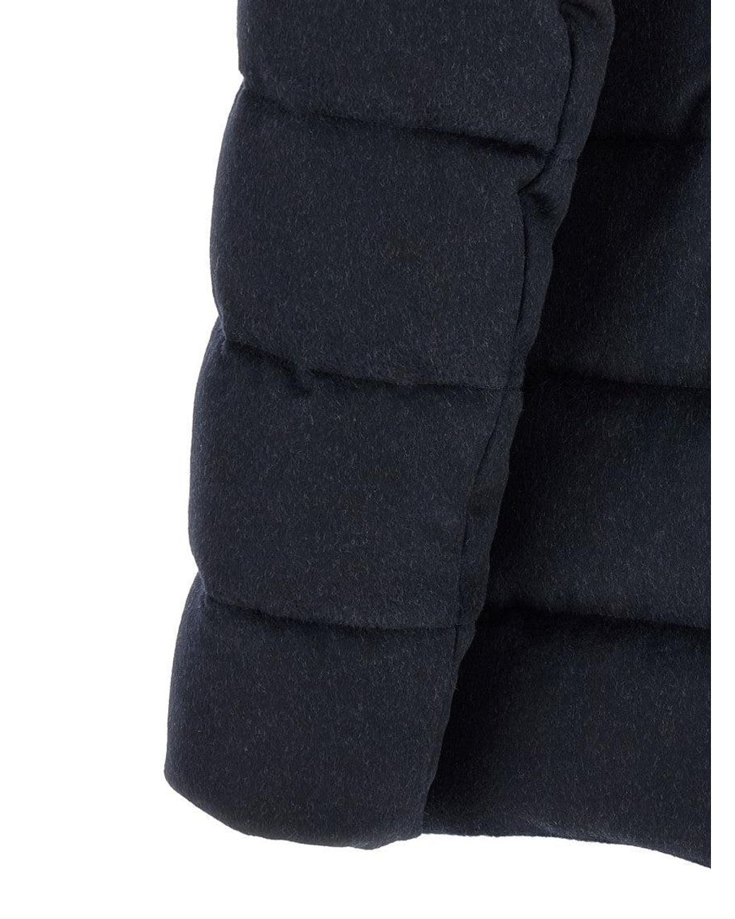 Moorer Blue Quilted Mandarin Collar Jacket for men