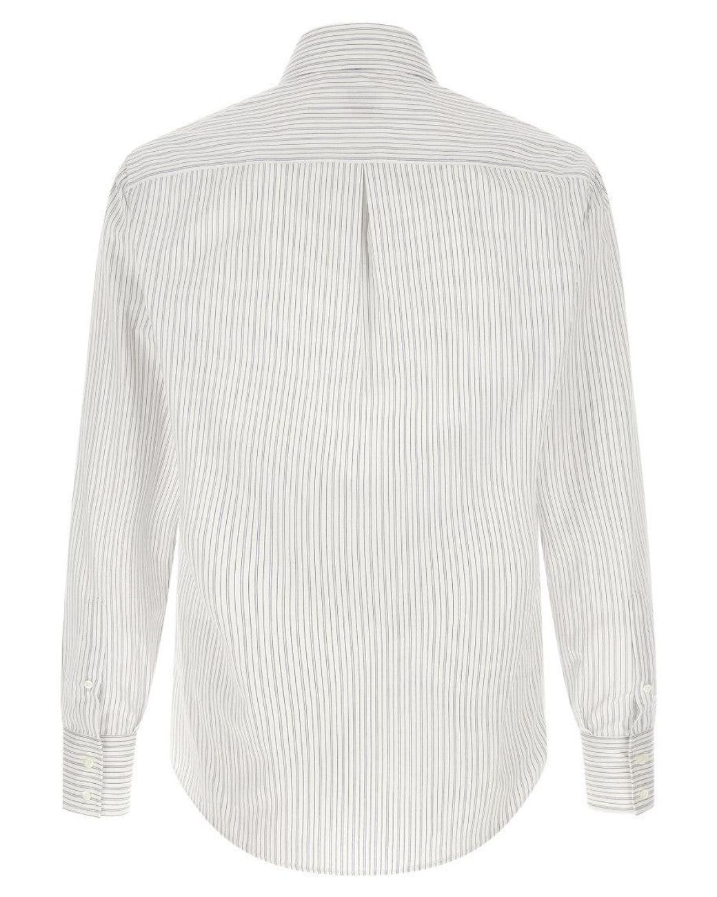 Brunello Cucinelli White Regular Stripes Shirt for men