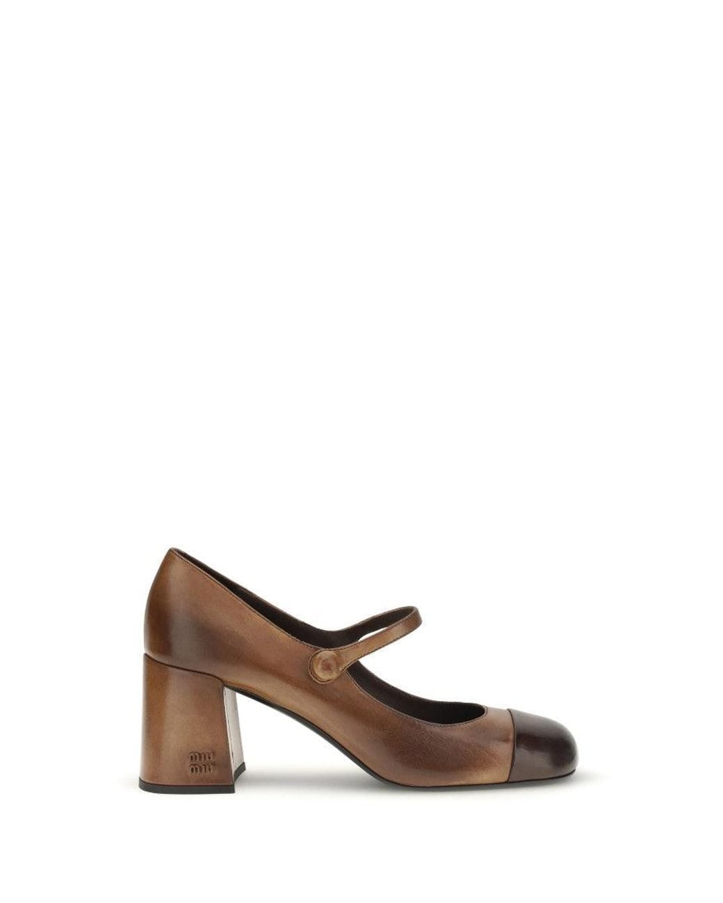 Miu Miu Brown Color Block Jane Pumps