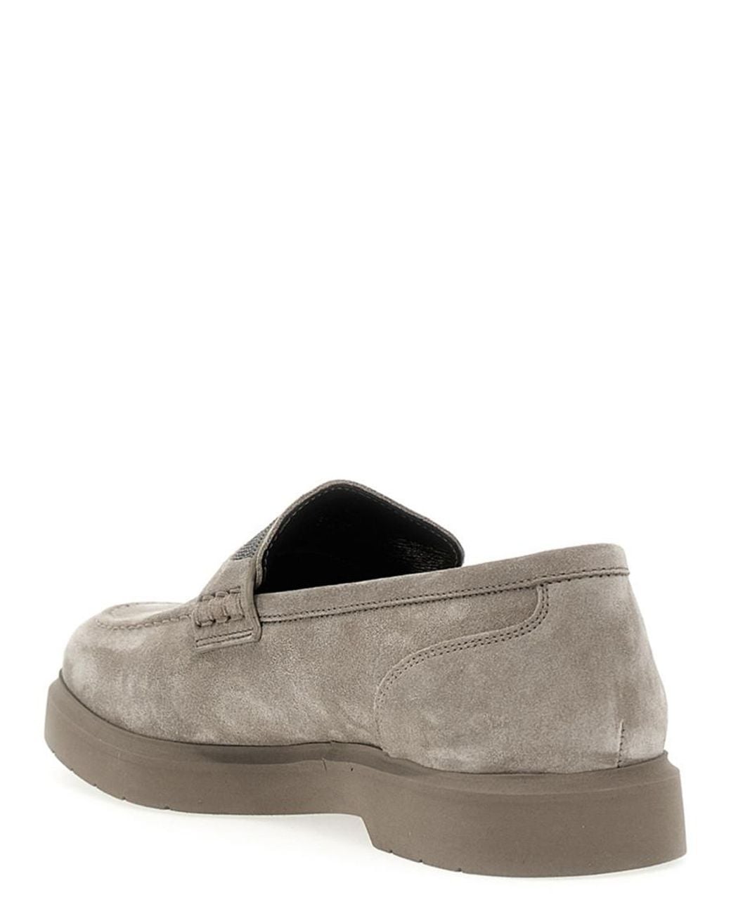 Brunello Cucinelli Gray Solid Monile Loafers
