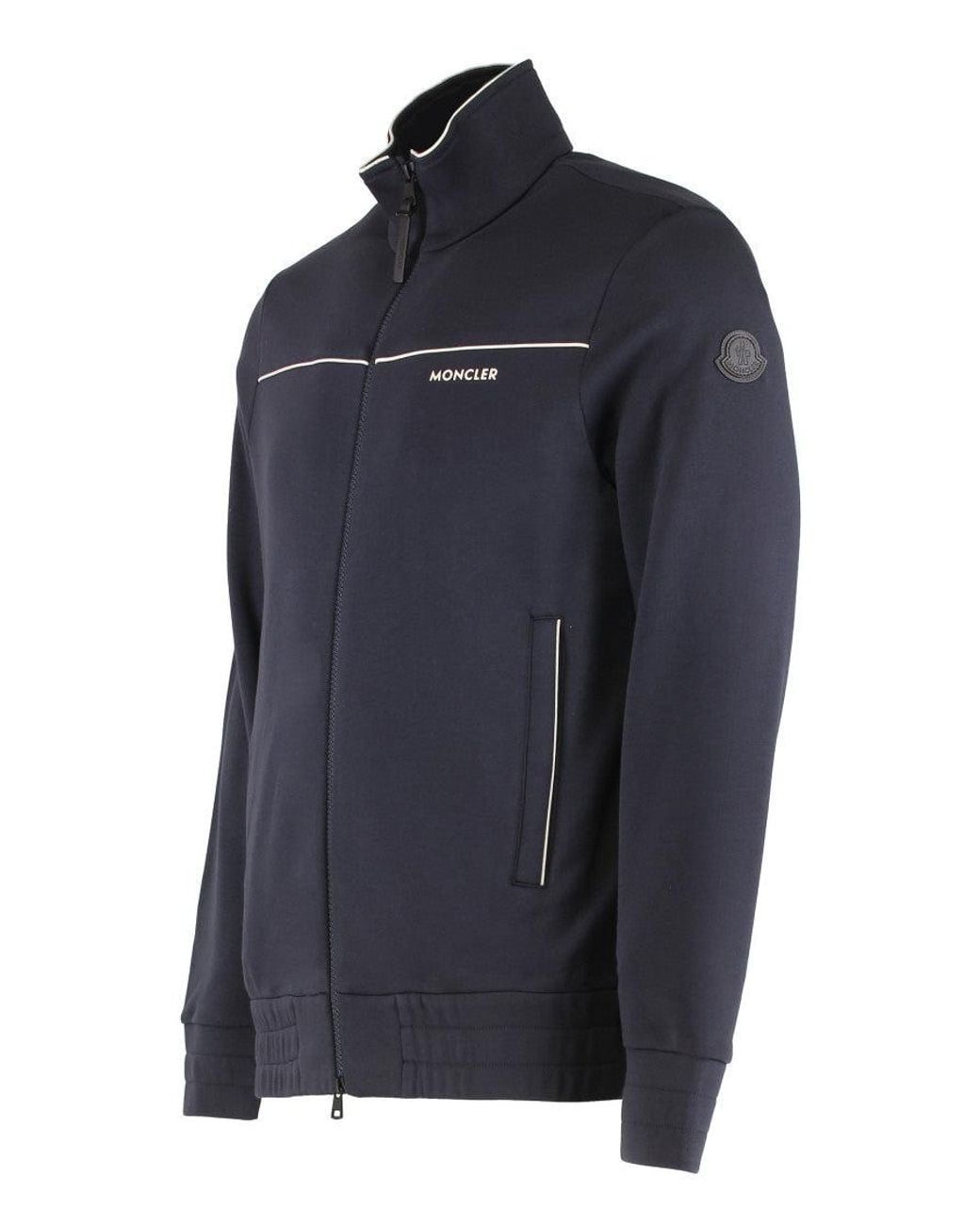 Moncler Blue Zip-Up Logo Sweatshirt for men