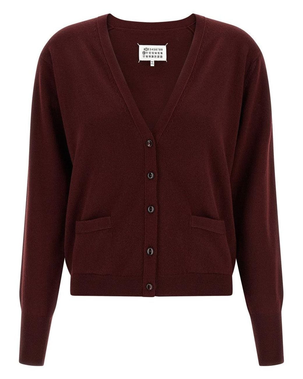 Maison Margiela Red 'Four Stitches' Cardigan