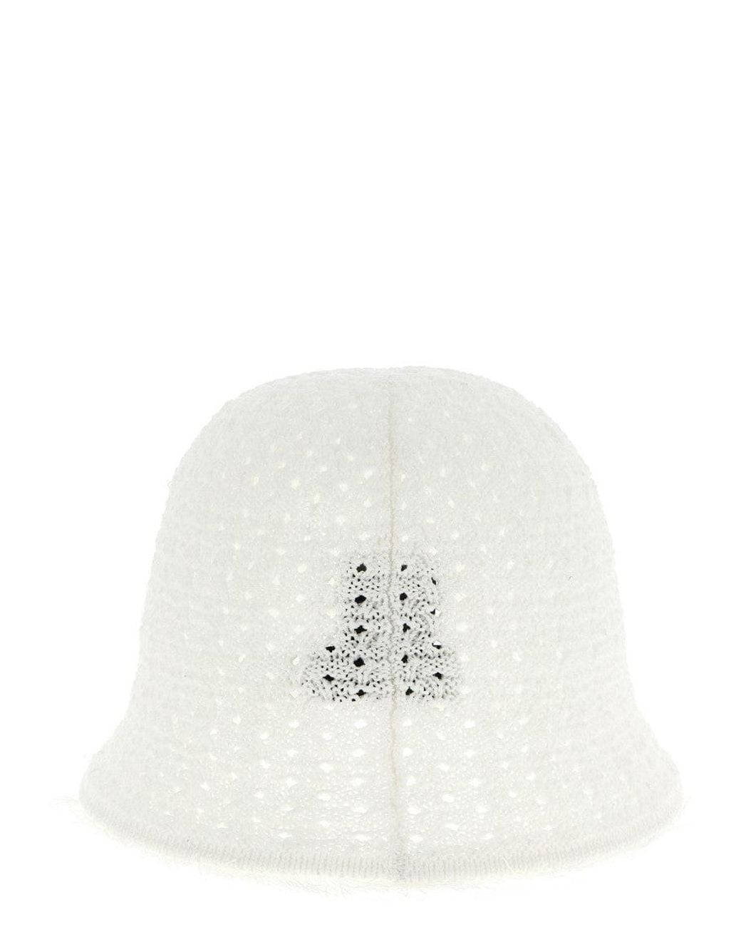 Maison Michel White Lison Knitted Bucket Hat