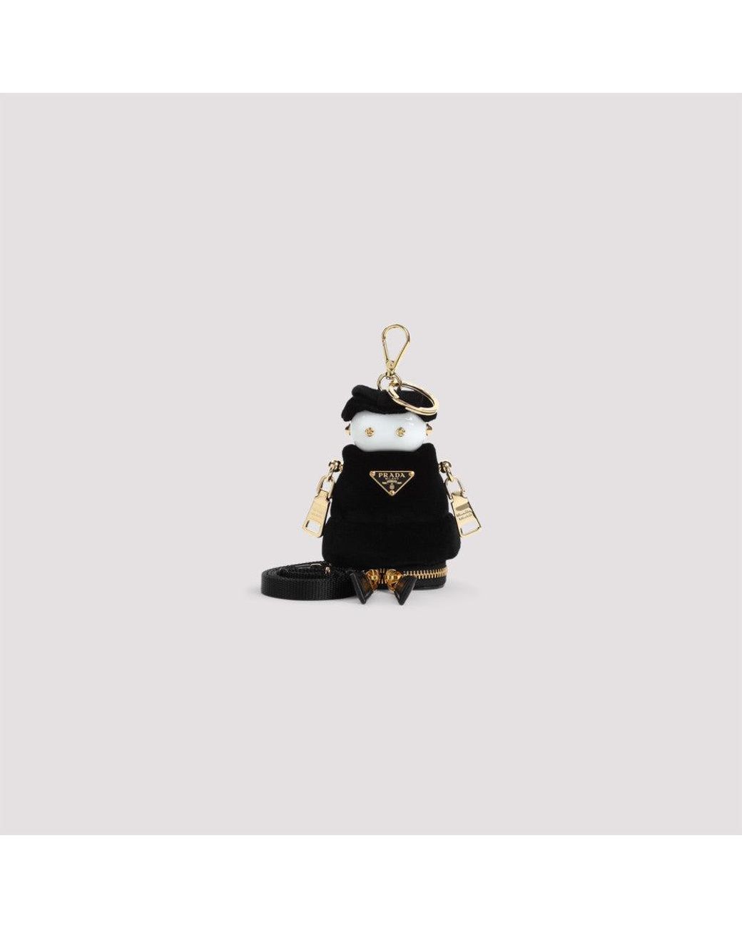 Prada Black Soft Robot Charm Key Holder