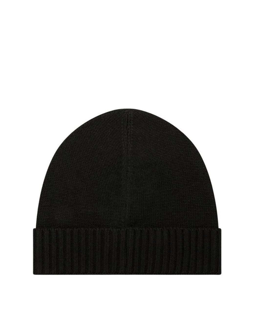 Peuterey Black Logo Beanie Cap for men