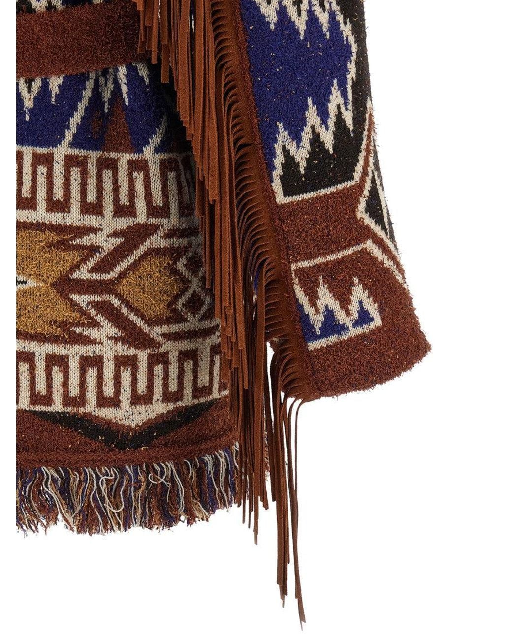 Alanui Brown Jacquard Shawl Neck Cardigan