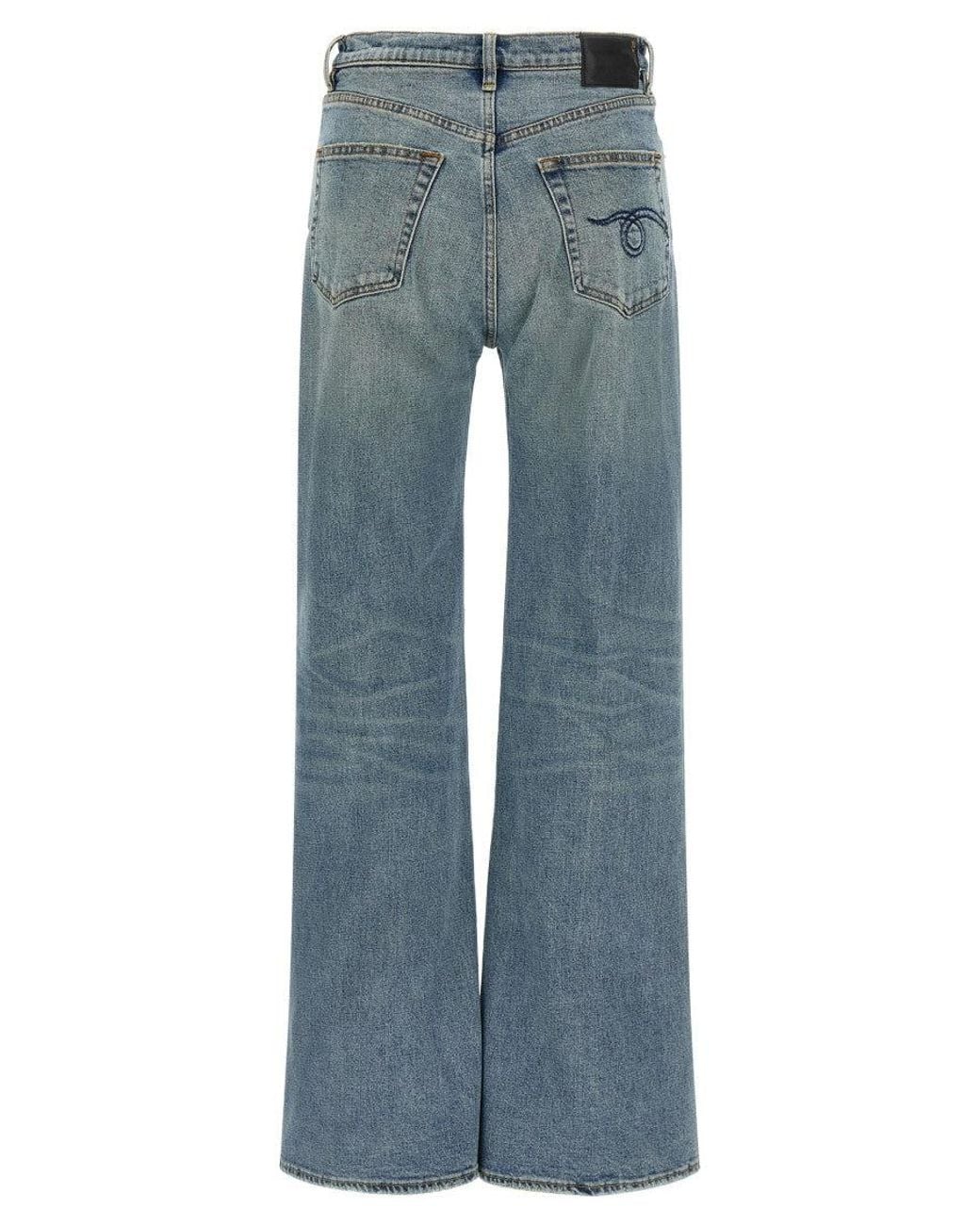 R13 Blue Cotton Fla Jeans