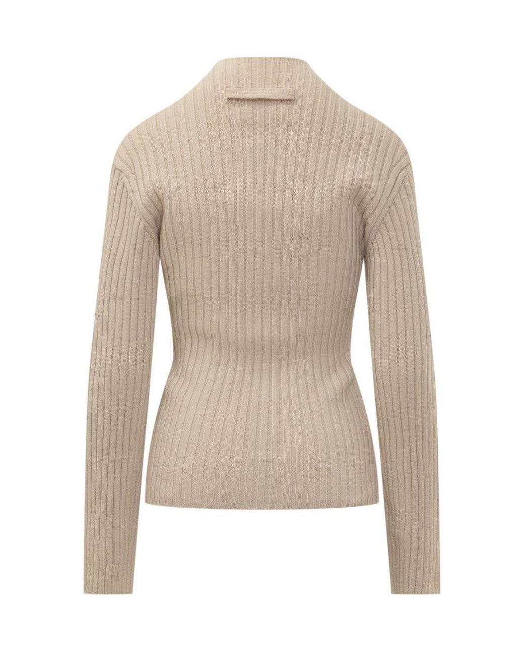 Victoria Beckham White Knitted Mock Collar Sweater