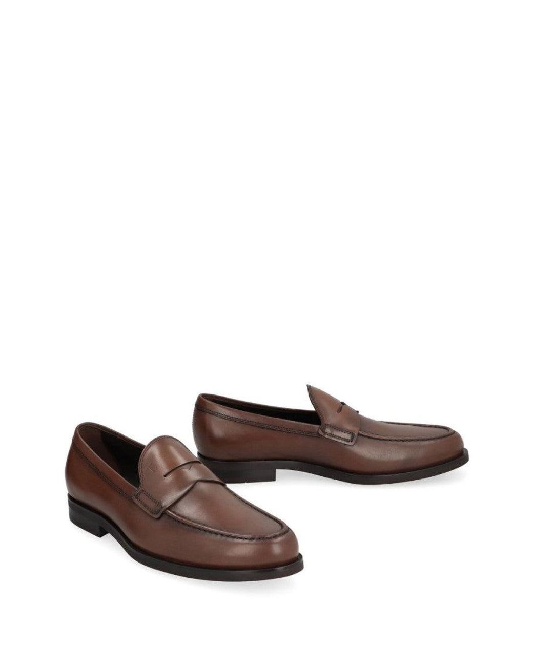 Tod's Brown Formal Classic Loafer Shoes for men