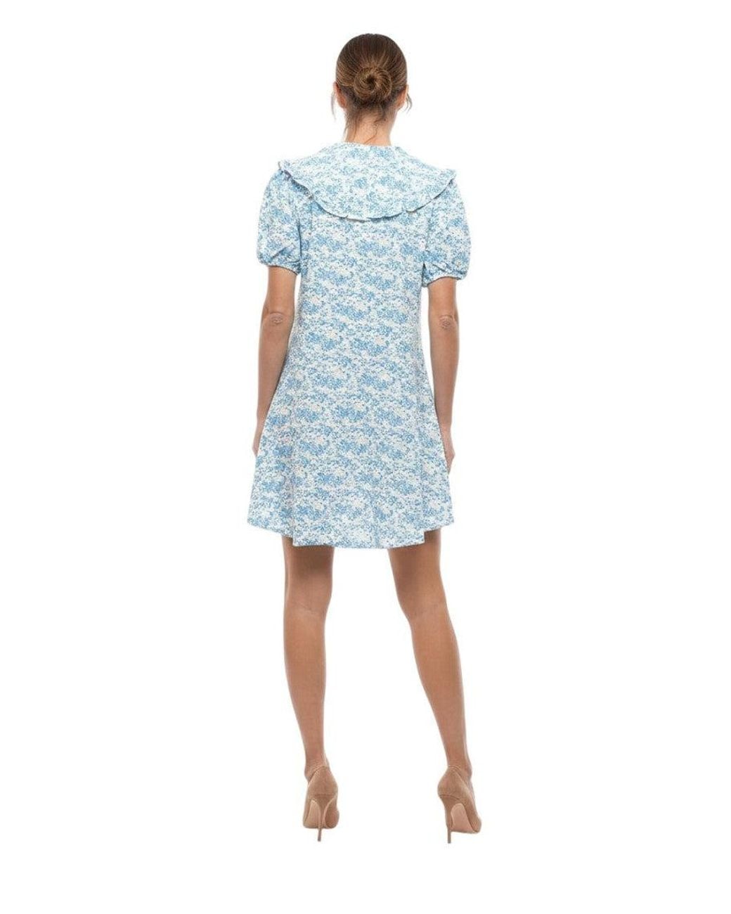 Samsøe & Samsøe Blue Floral V Neck Mini Dress