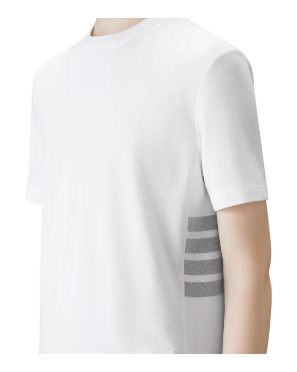 Thom Browne White Solid Crew Neck T-Shirt