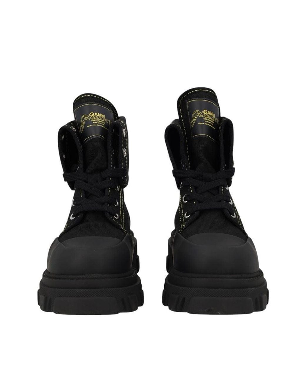 Ganni Black Lace-Up Boots