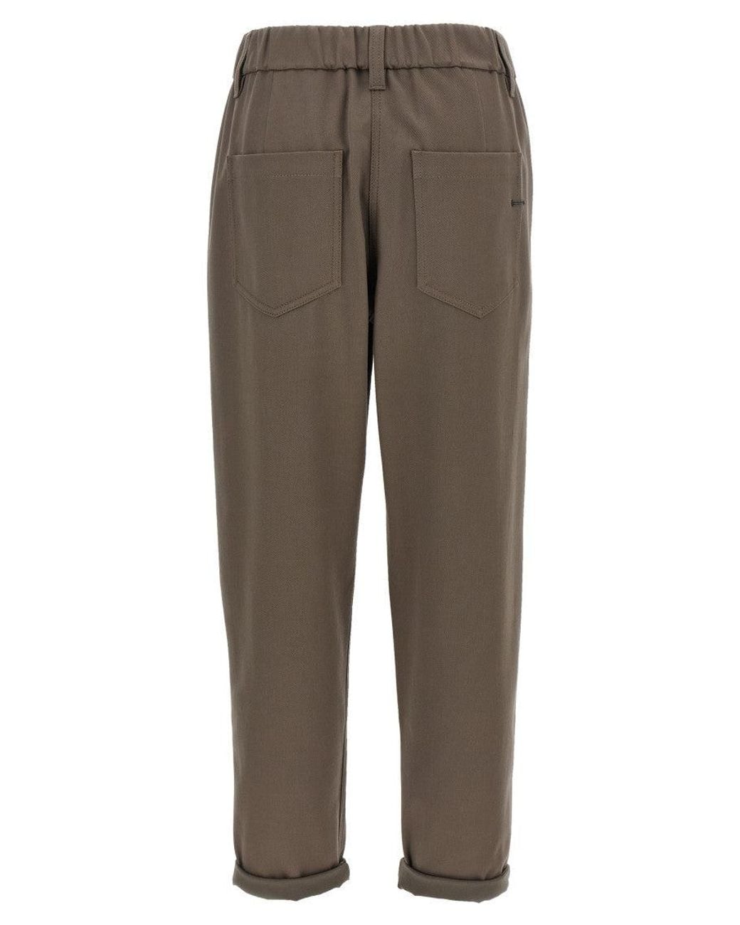 Brunello Cucinelli Gray Shiny Bartack Pants