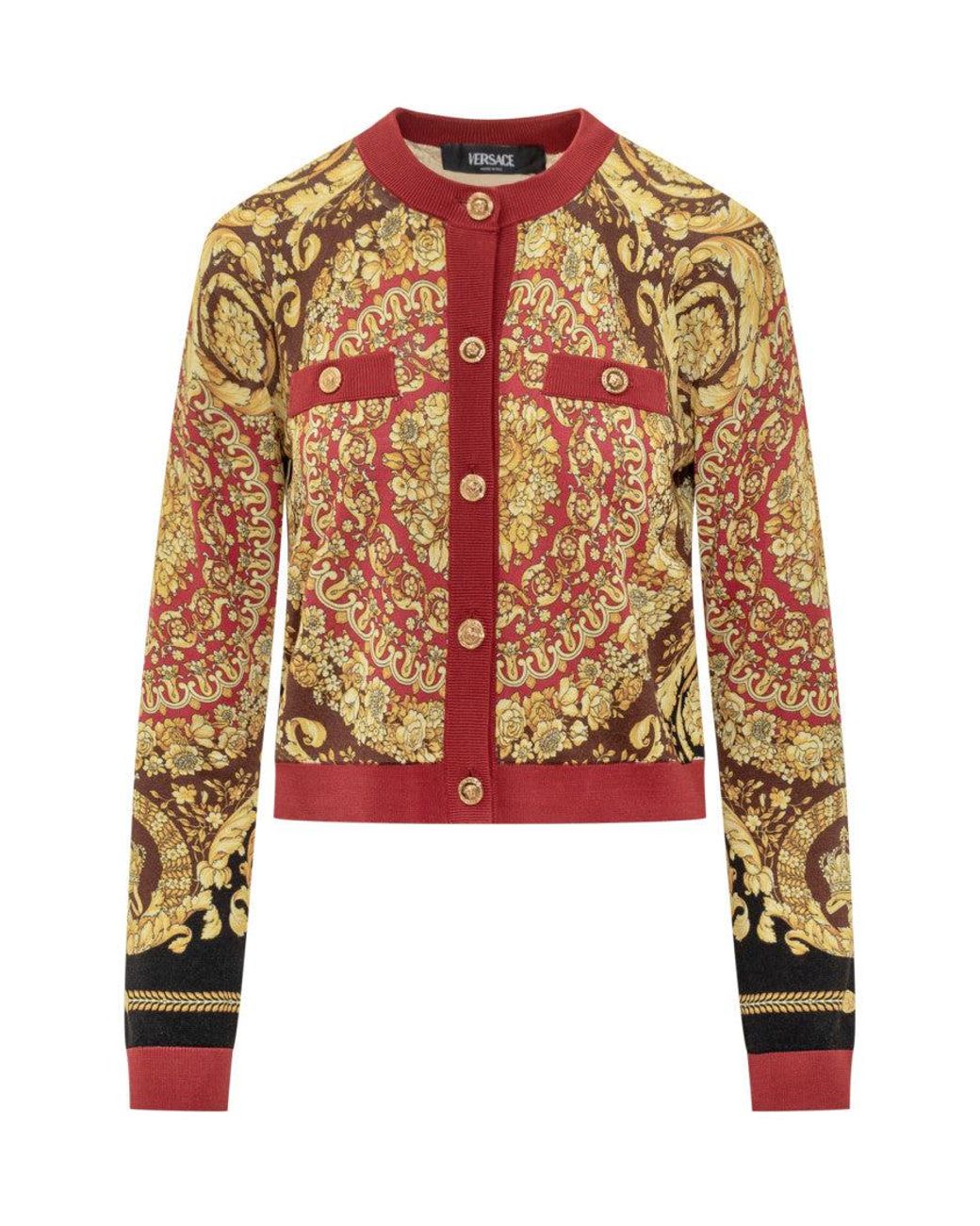 Versace Multicolor Printed Round Neck Cardigan