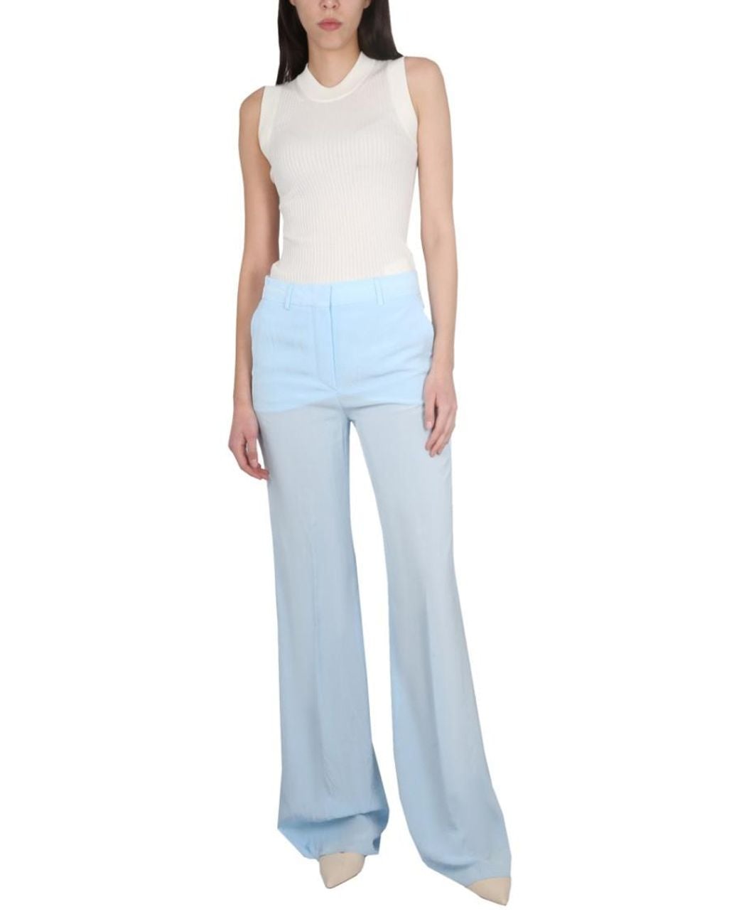Max Mara Blue Straight Flat Front Pant