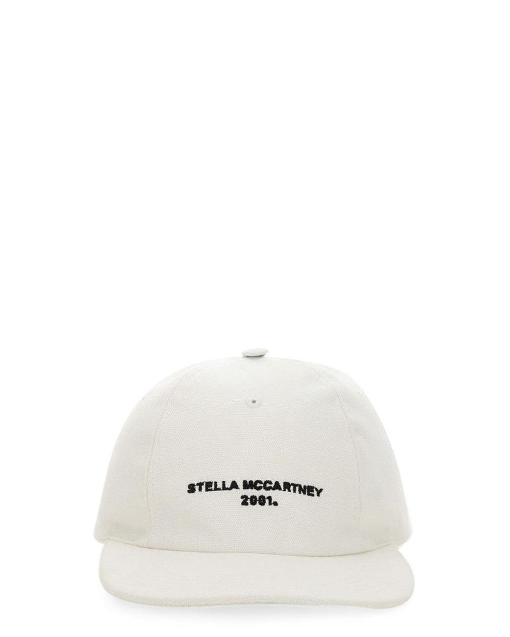 Stella McCartney White Baseball Hat With Logo Embroidery Cotton