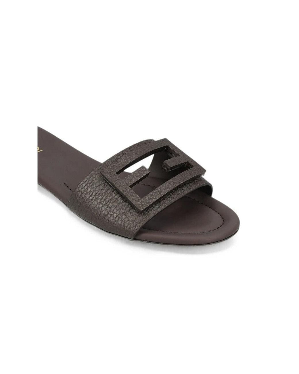 Fendi Brown Textured Baguette Sandals