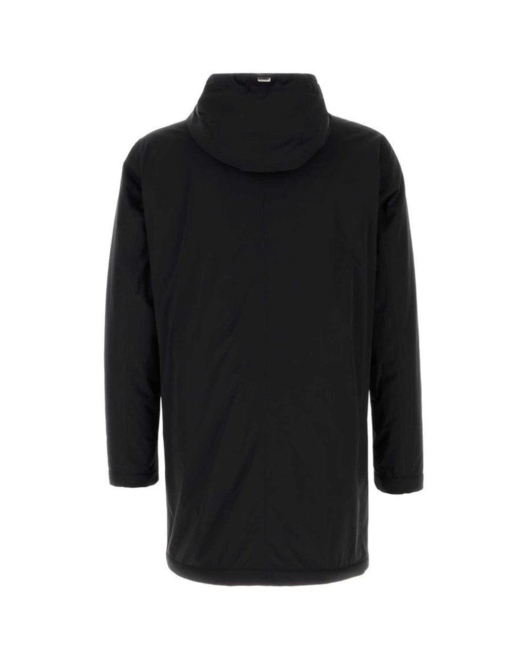 Herno Black Hooded Long Coat for men