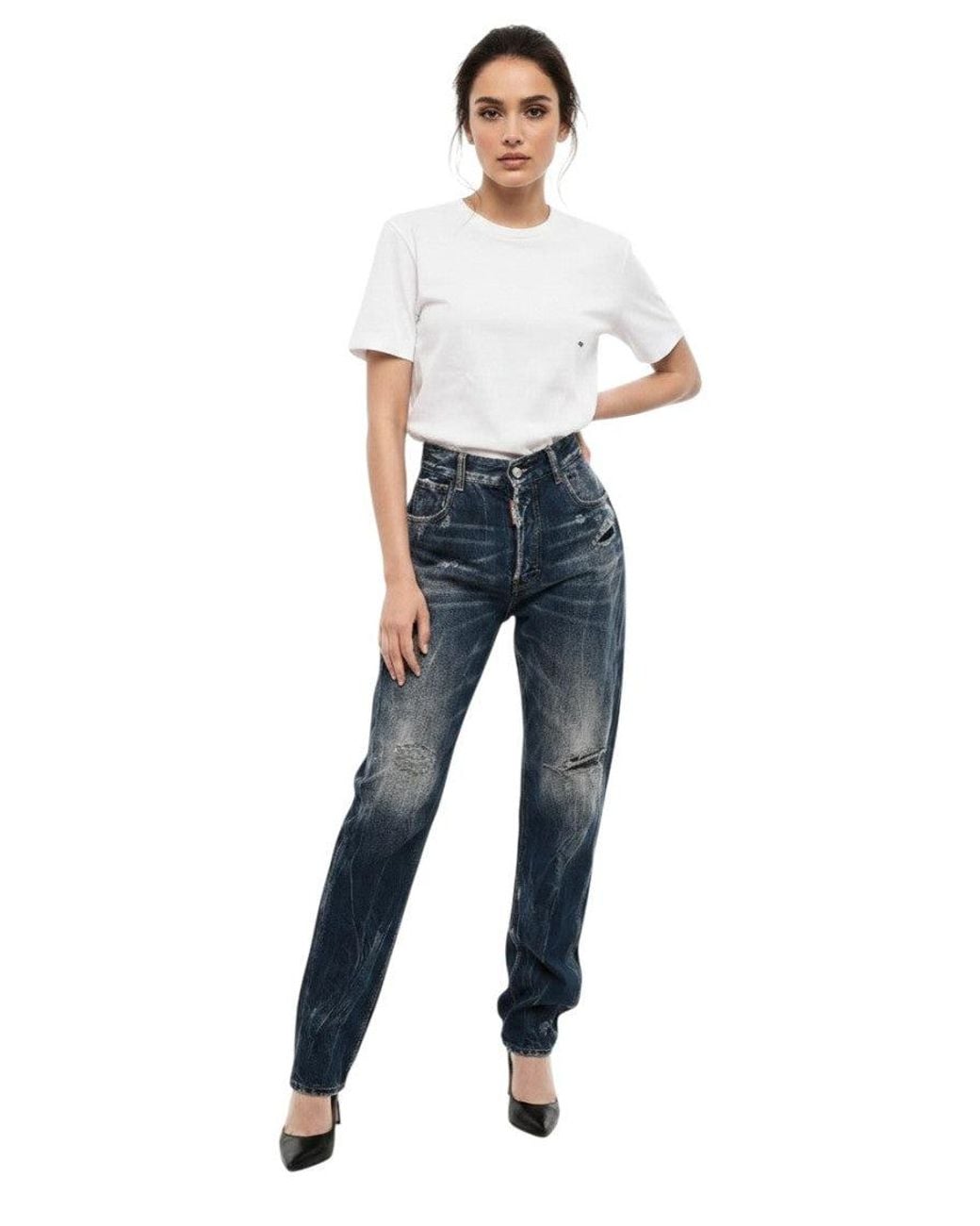 DSquared² Blue Straight High Rise Jeans