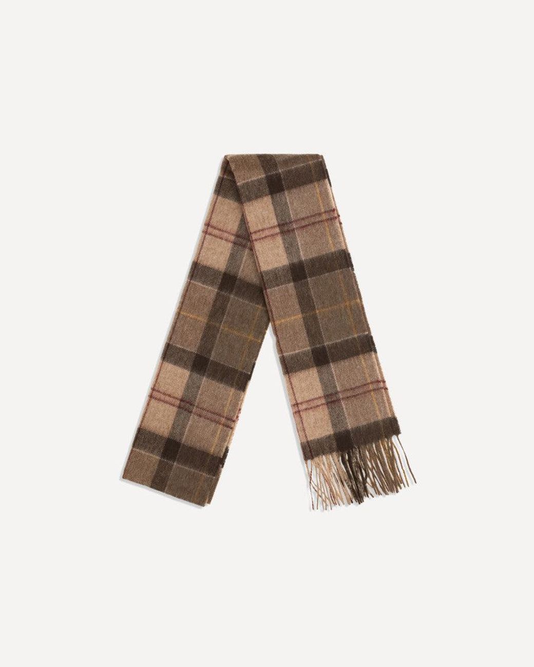 Barbour Natural Tartan Fringed Scarf Muted Tartan