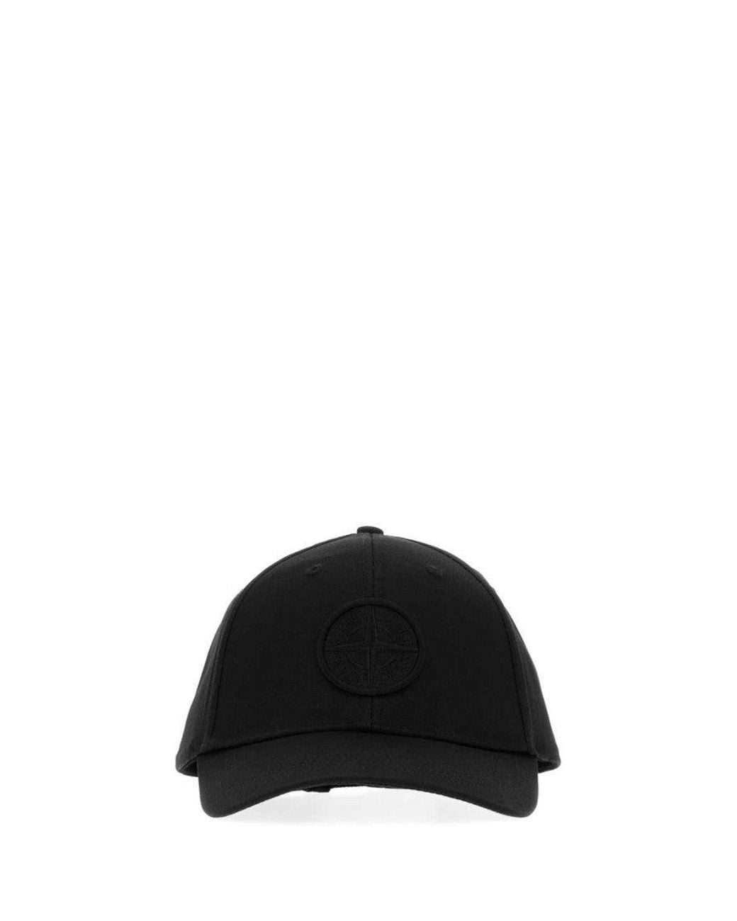 Stone Island Black Embroidered Logo Baseball Cap for men