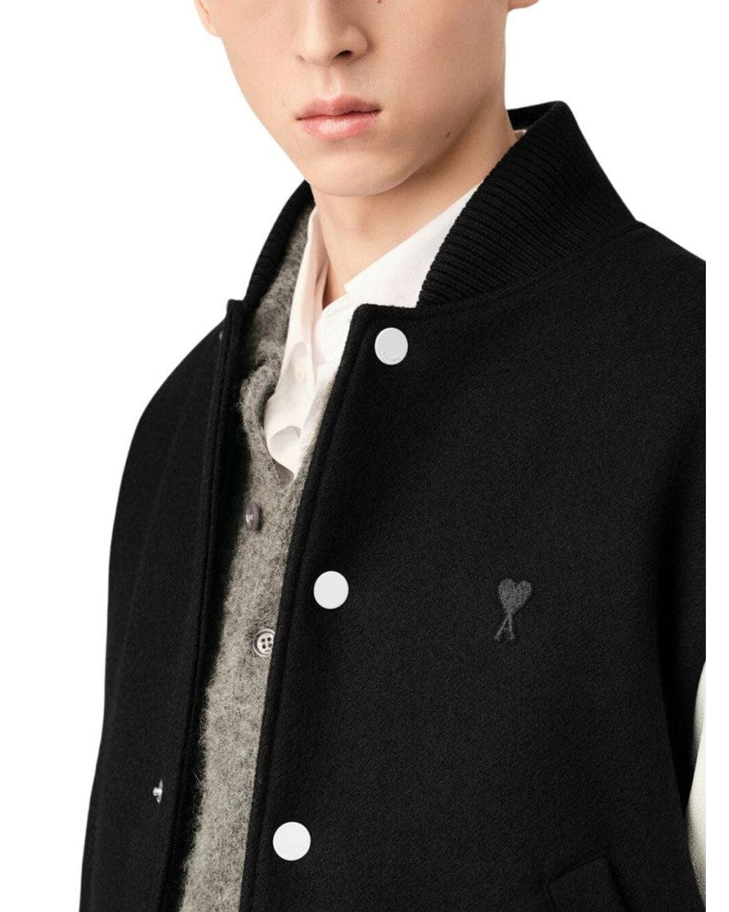 AMI Black Relaxed Bomber Jacket for men