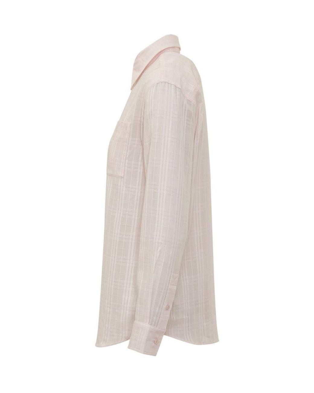 Burberry White Relaxed Checks Shirt