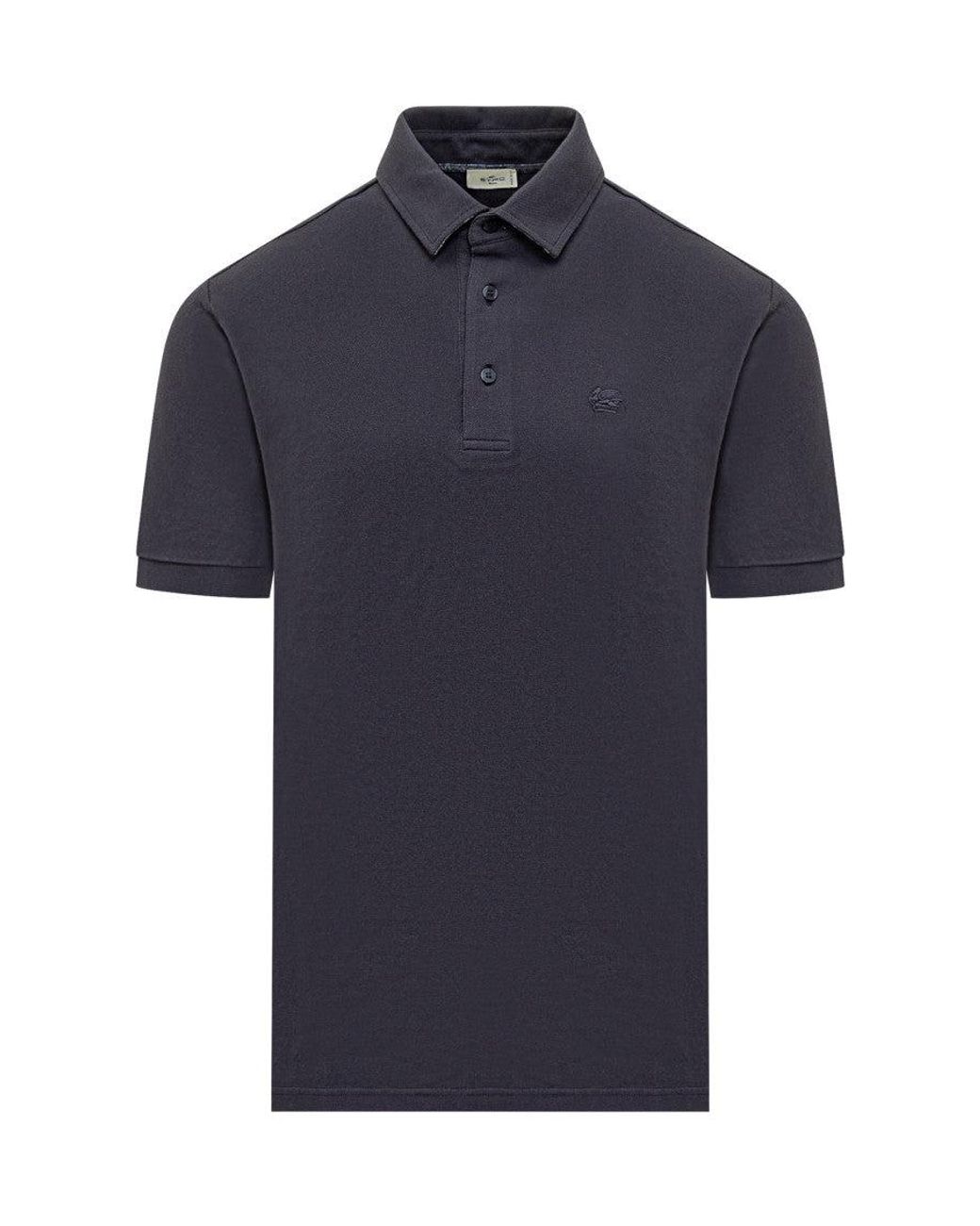 Etro Blue Logo Shirt Collar Polo for men