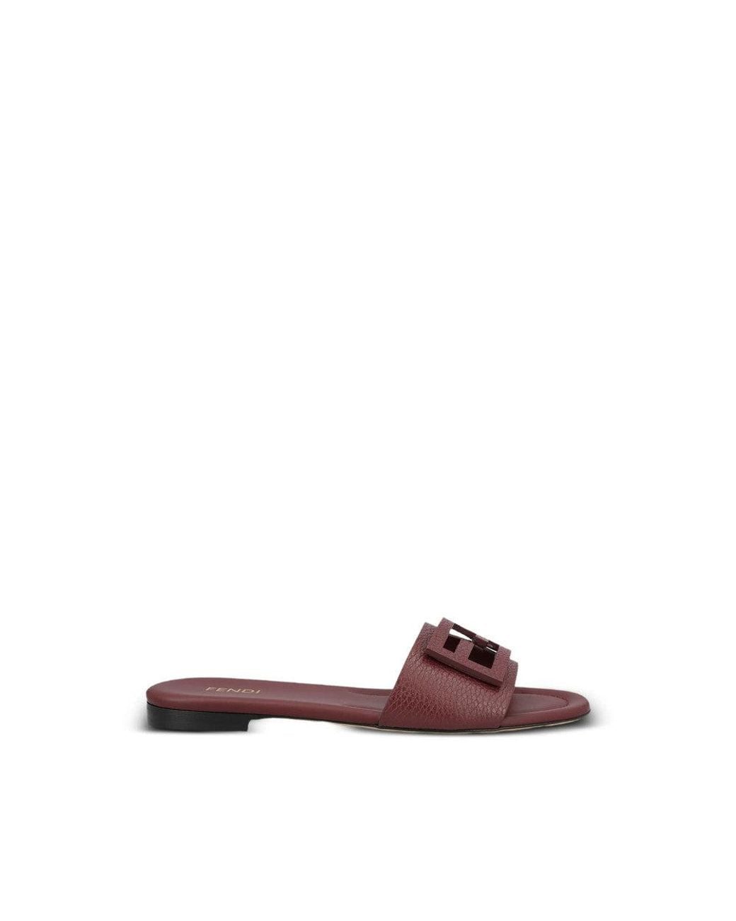 Fendi Brown Textured Baguette Sandals