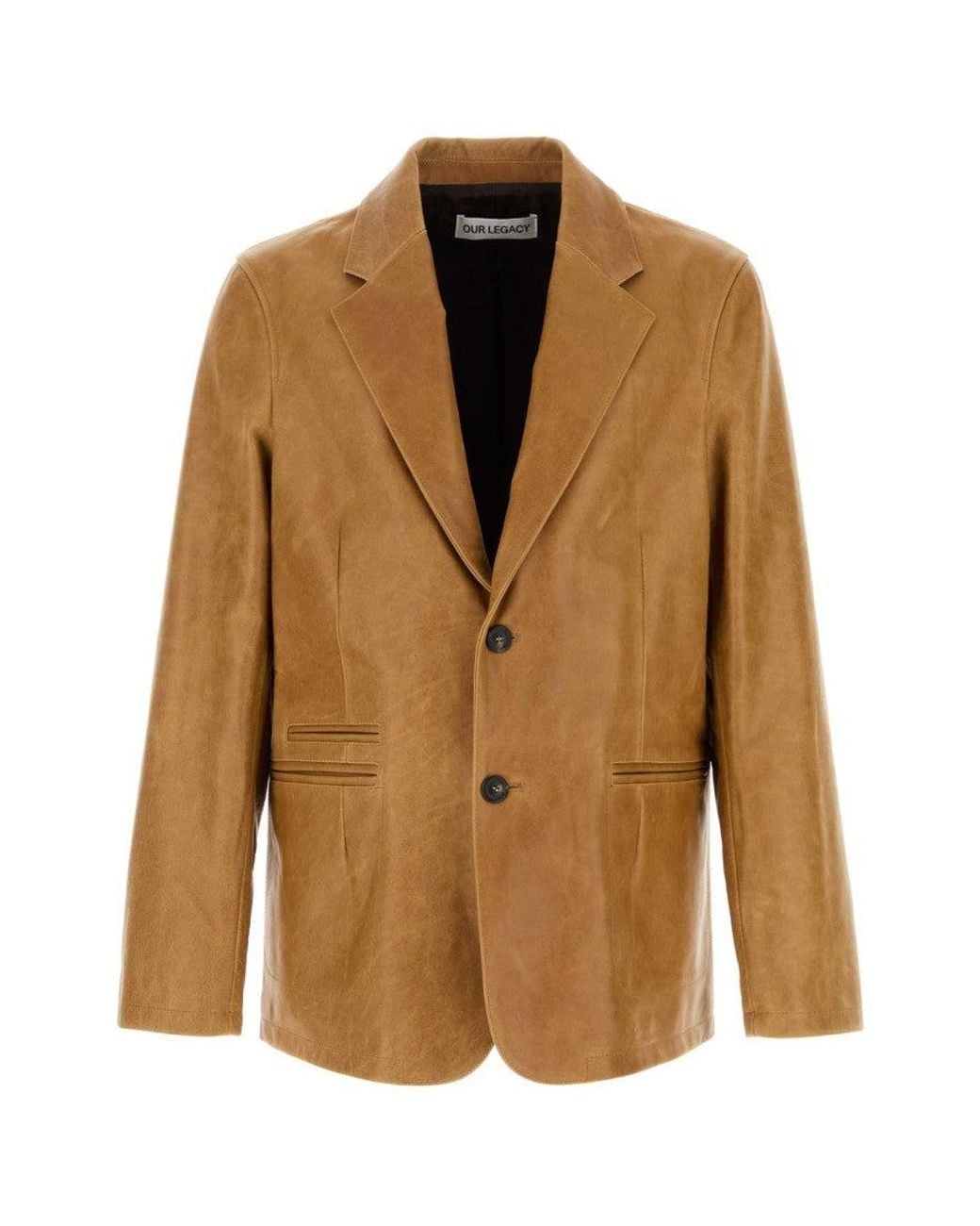 Our Legacy Brown Leather Opening Blazer for men
