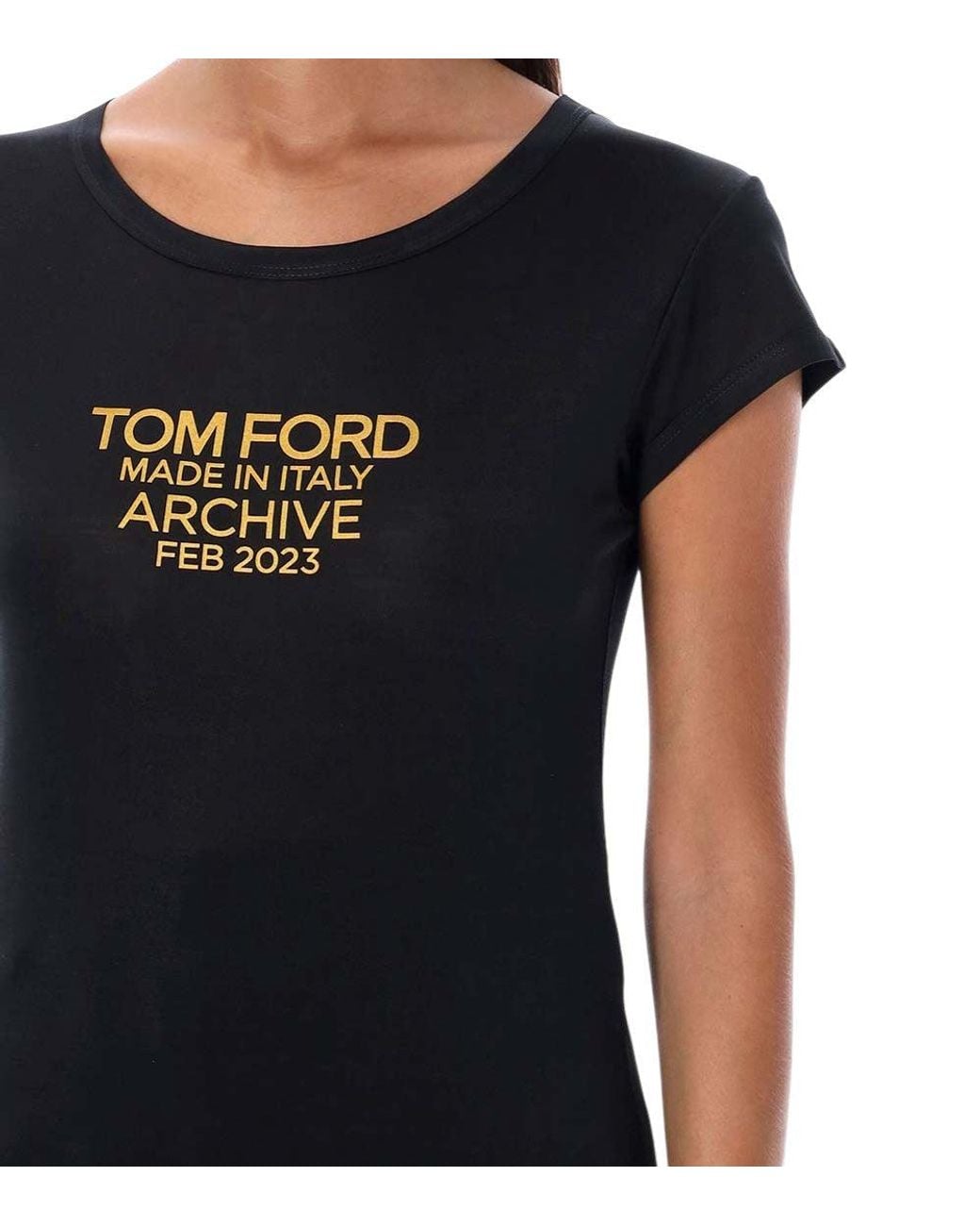 Tom Ford Black Crew Neck Logo T-Shirt