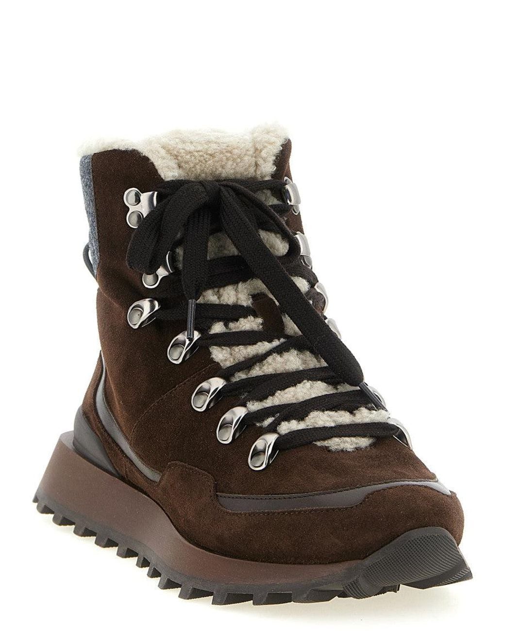 Brunello Cucinelli Brown Lace-Up Ankle Boots