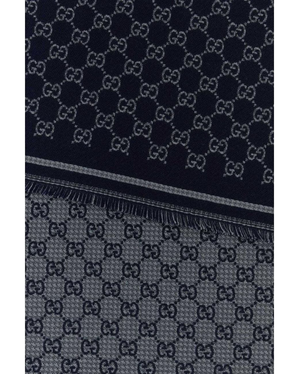 Gucci Blue Dark Gg Logo Scarf for men