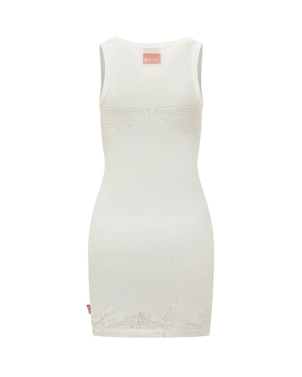 DIESEL White Round Neck Mini Dress