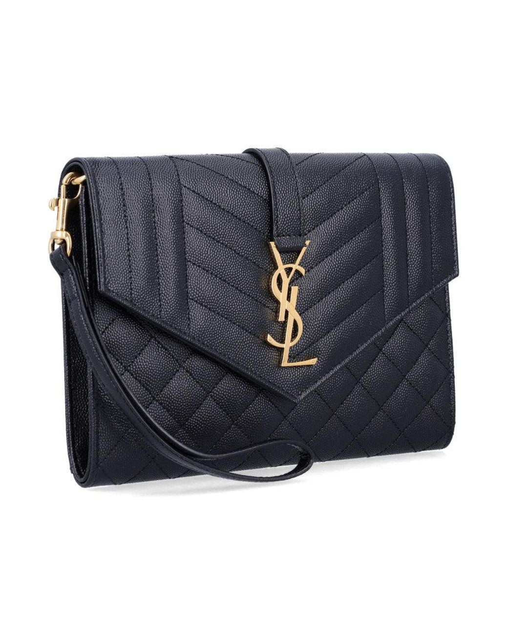 Saint Laurent Black Matelasse Clutch
