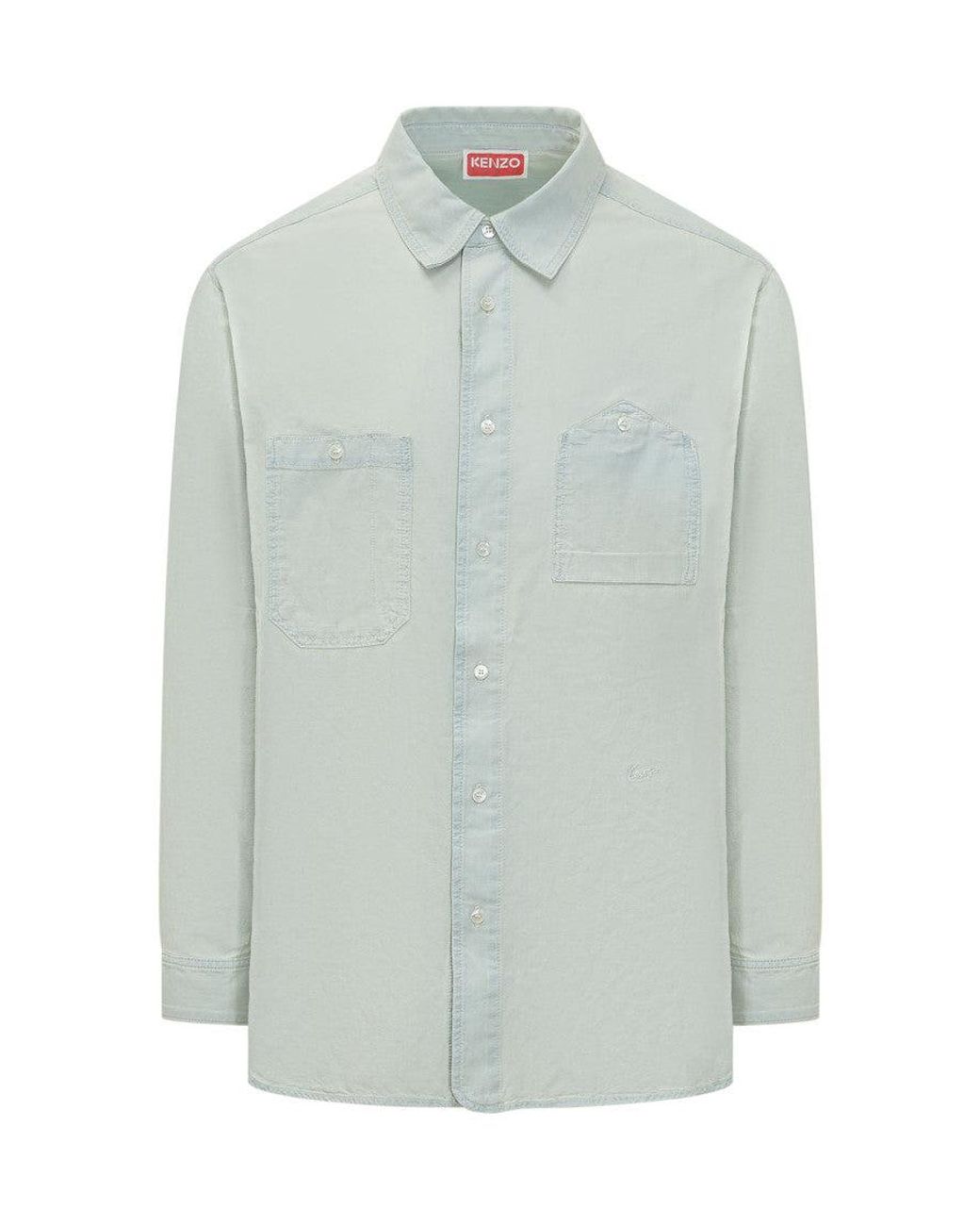 KENZO Blue Relaxed Solid Shirt for men