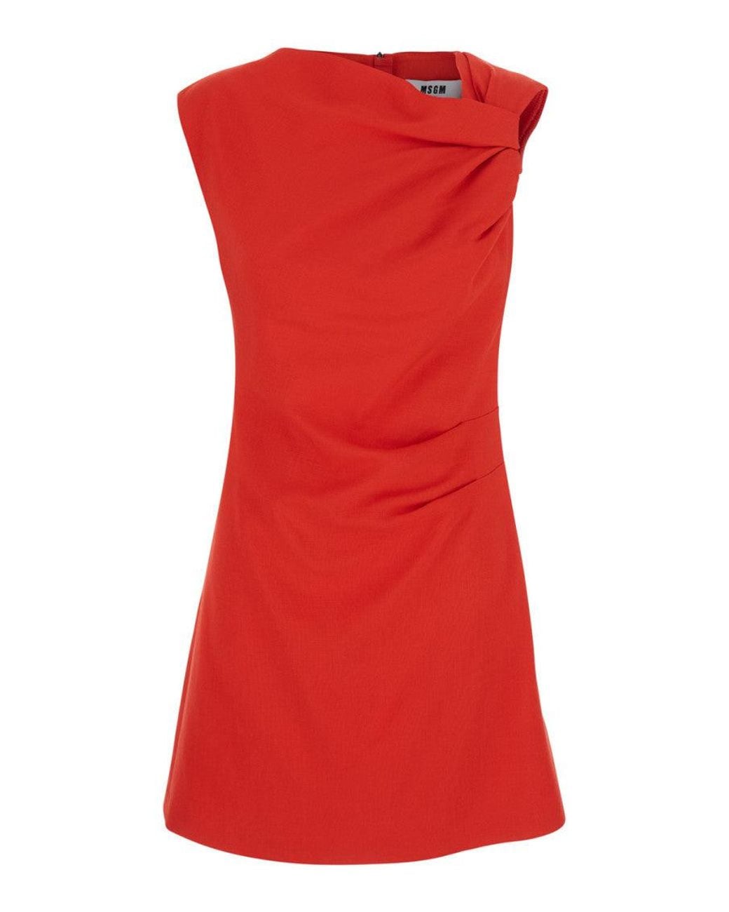 MSGM Red Cowl Neck Mini Dress