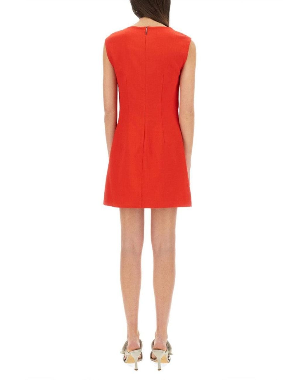 MSGM Red Cowl Neck Mini Dress