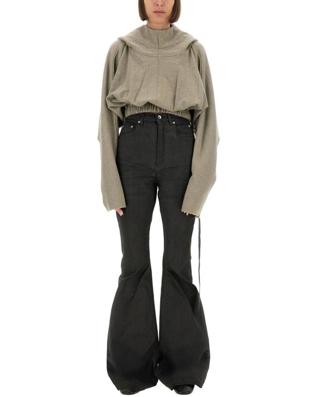 Rick Owens Gray Solid Hood Sweatshirts