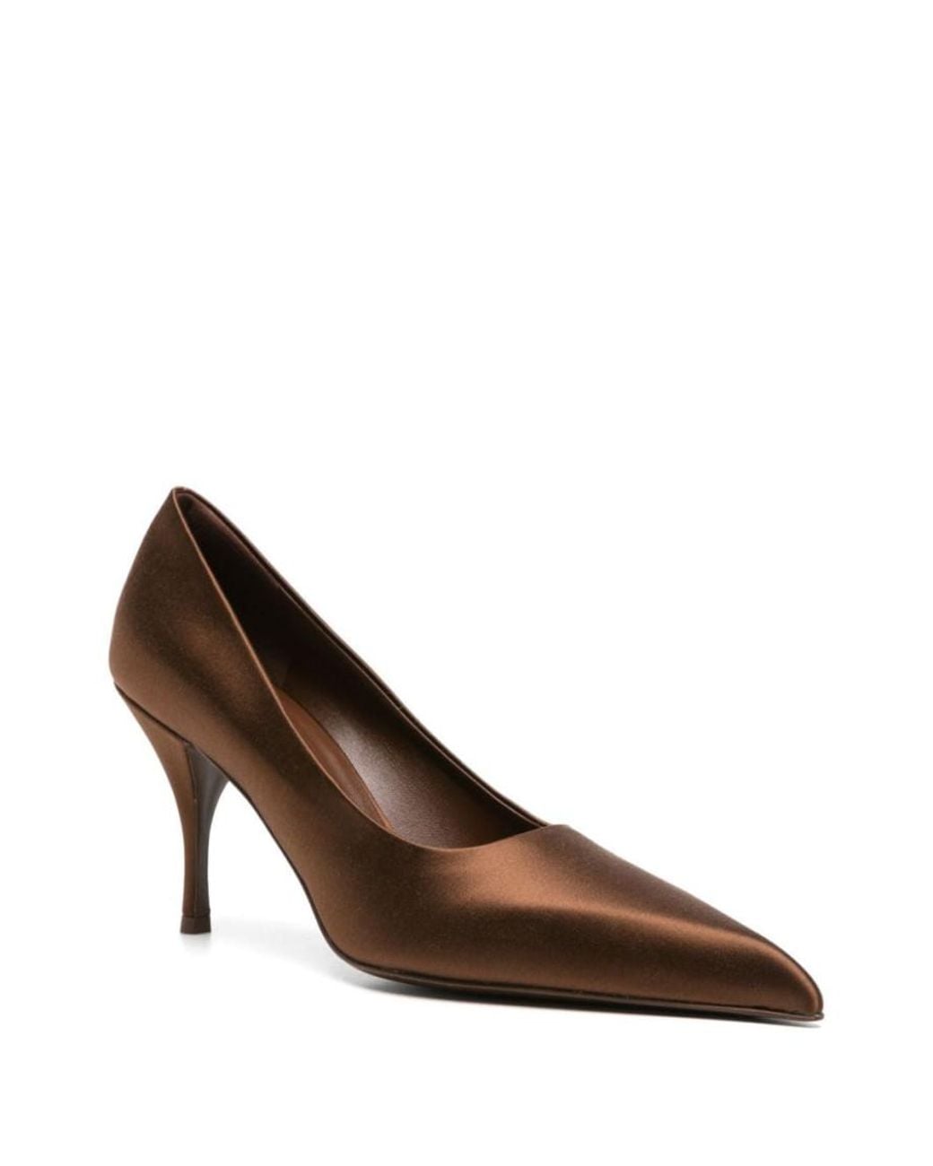 Prada Brown Pointed-Toe Satin Pumps
