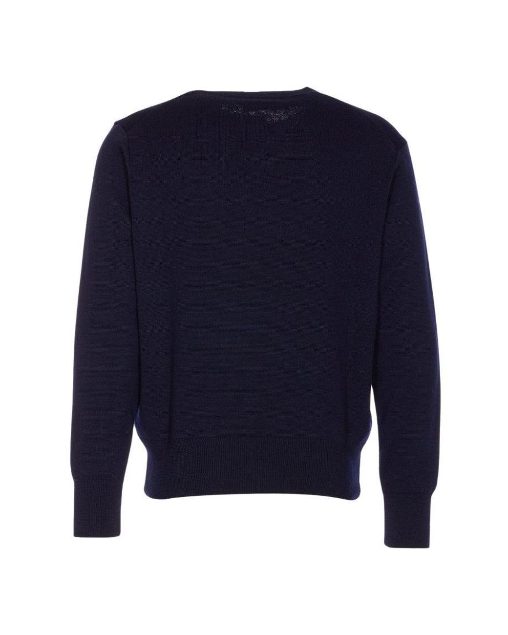 AMI Blue Crew Neck Logo Sweater for men