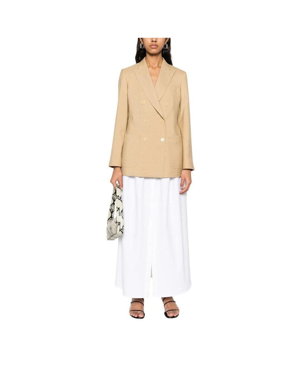 Max Mara Natural Solid Notched Lapel Blazer