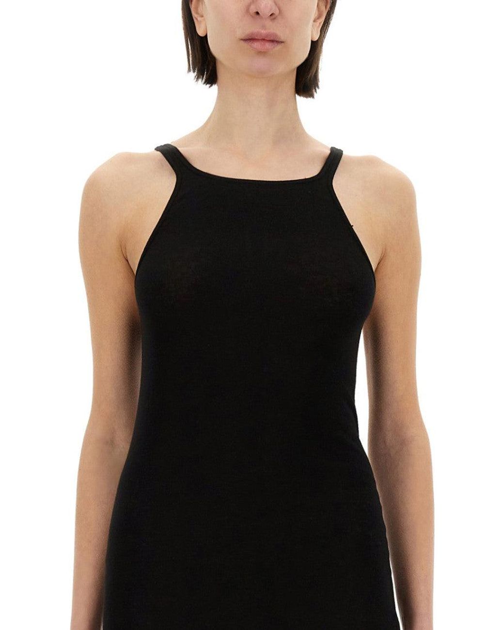 Rick Owens Black Halter Neck Knee Length Dress